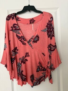 Free People Coral Paisley Top